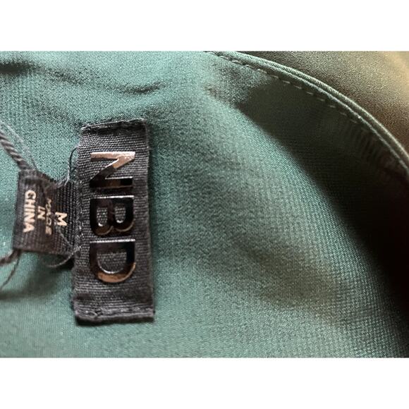 NBD (Revolve) Timon Mini Dress Asymmetric Tie Shoulder Emerald Green Sz Medium M - Picture 3 of 7